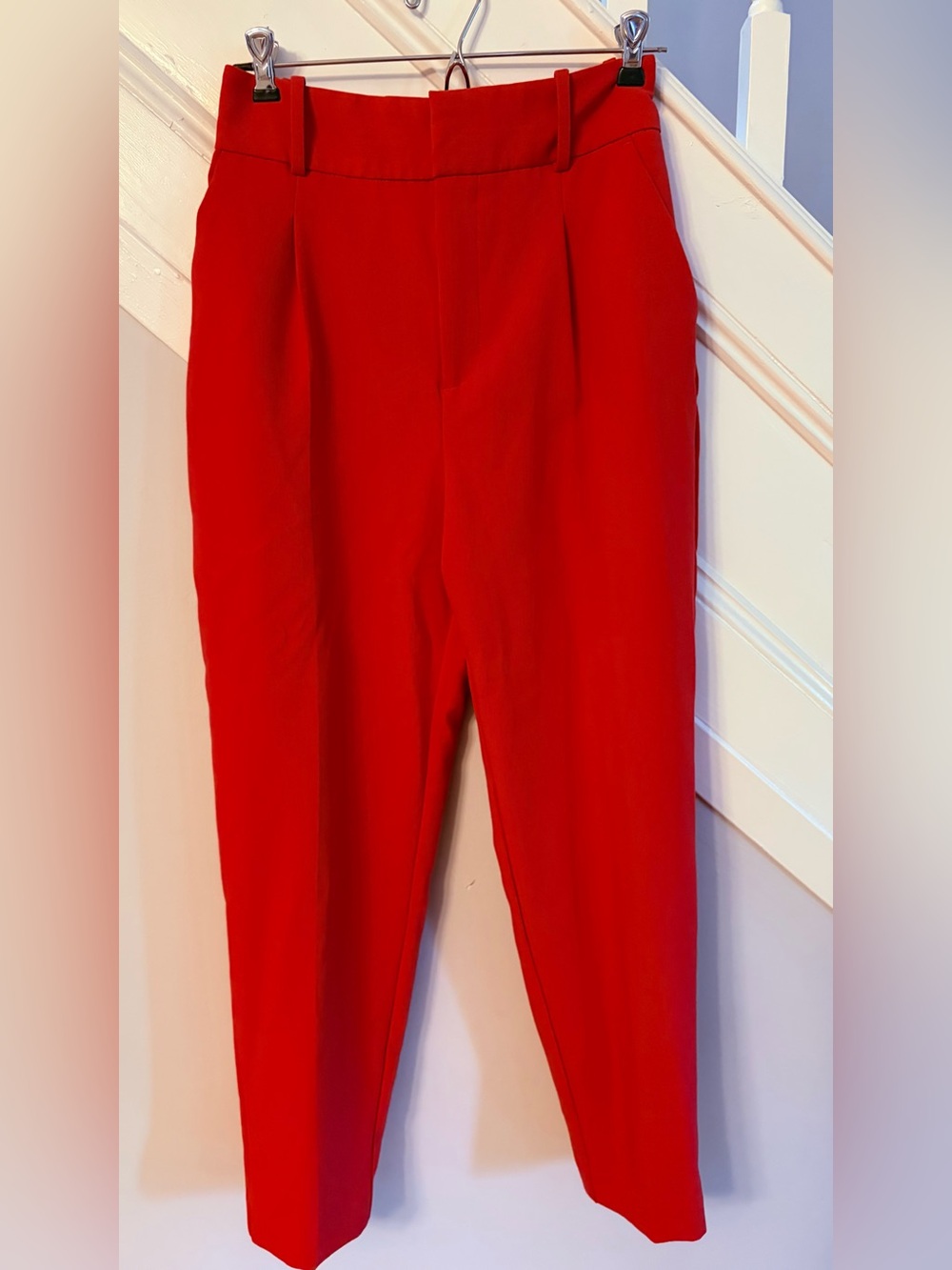 Zara Collarless Women's Red Tailored Blazer and Pants Suit Size Small NWOT - Picture 6 of 10